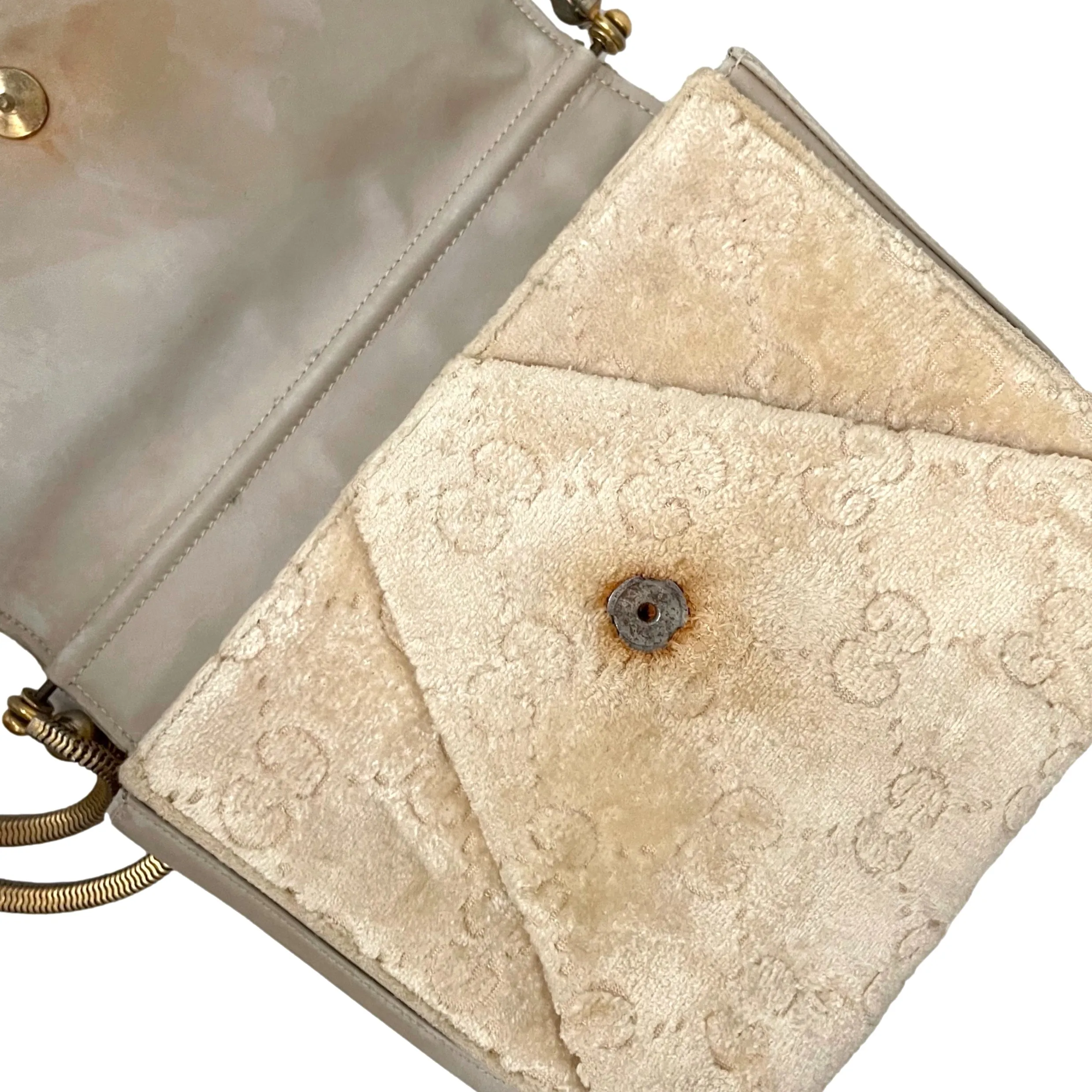 Gucci Cream Monogram Velour Bag