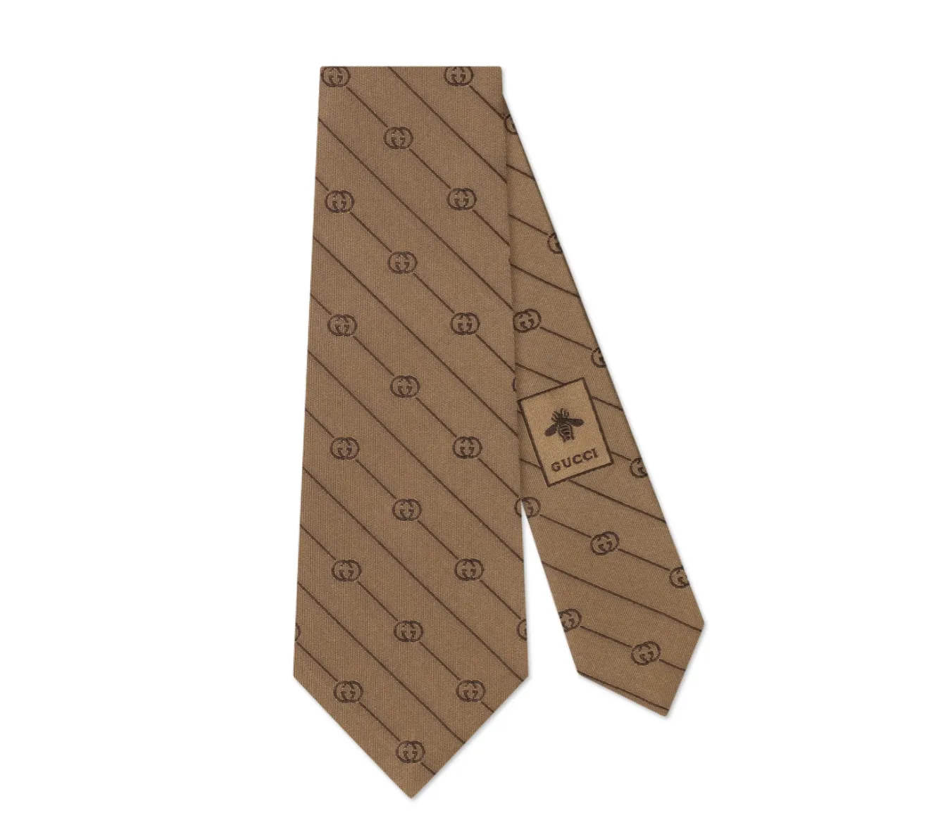 Gucci GG Striped Silk-jacquard Tie in Brown