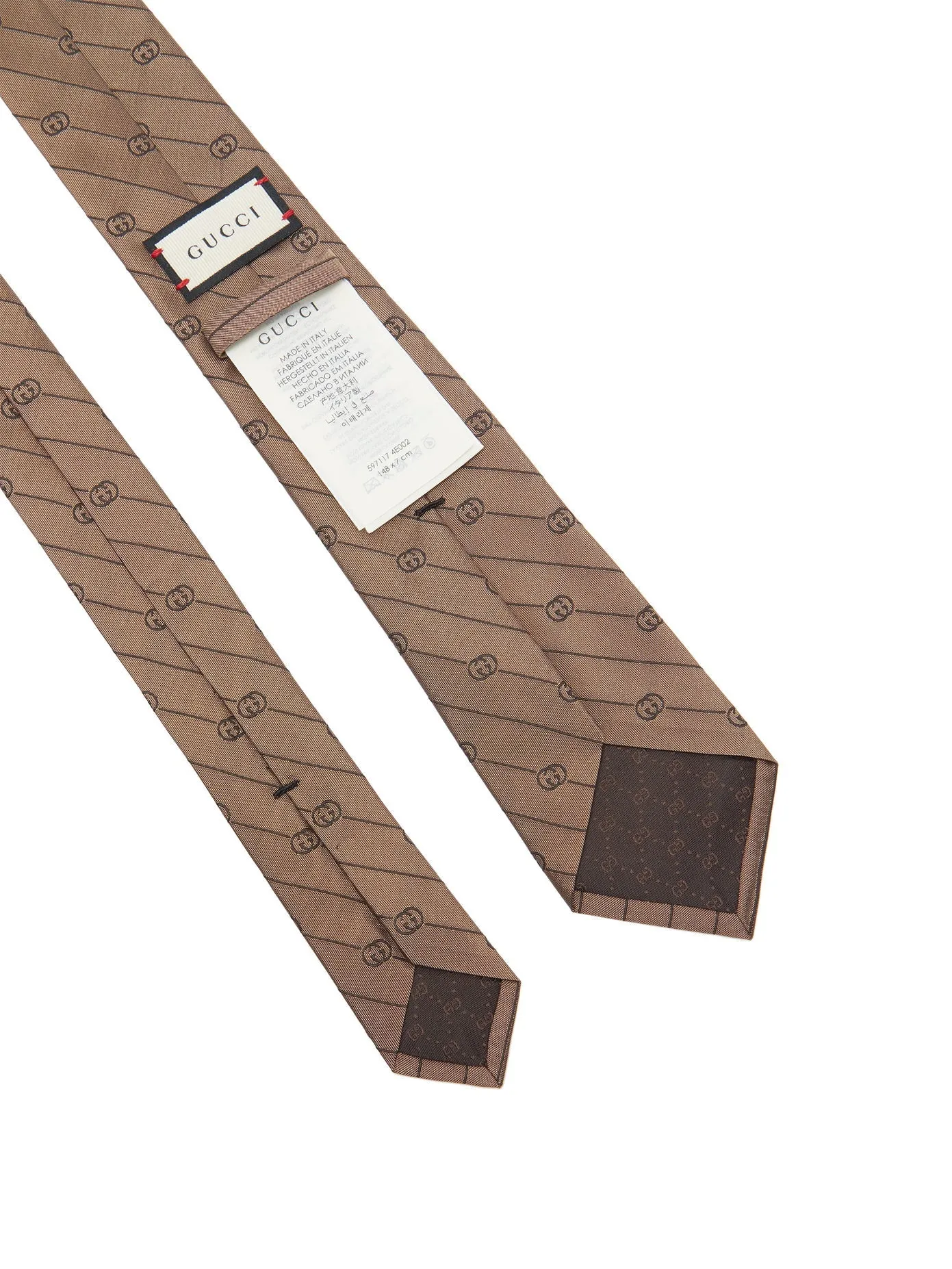 Gucci GG Striped Silk-jacquard Tie in Brown