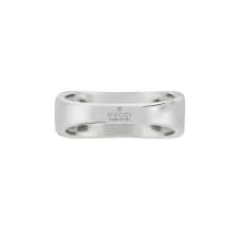 Gucci Interlocking G Sterling Silver Rectangular Signet Ring Size 6.5