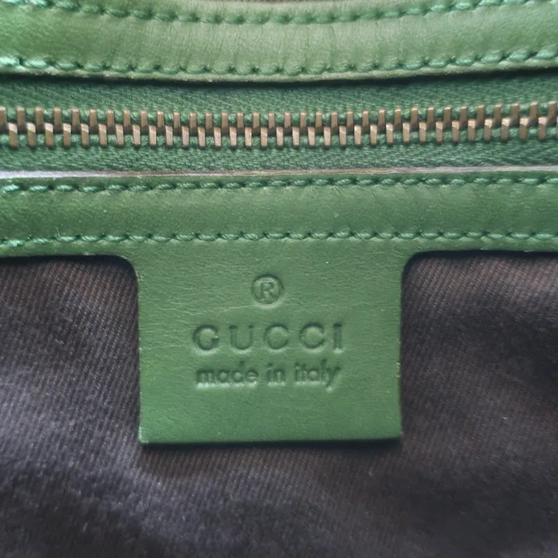 Gucci Jackie Nailhead Hobo Green Suede and GG Canvas Small Shoulder Bag