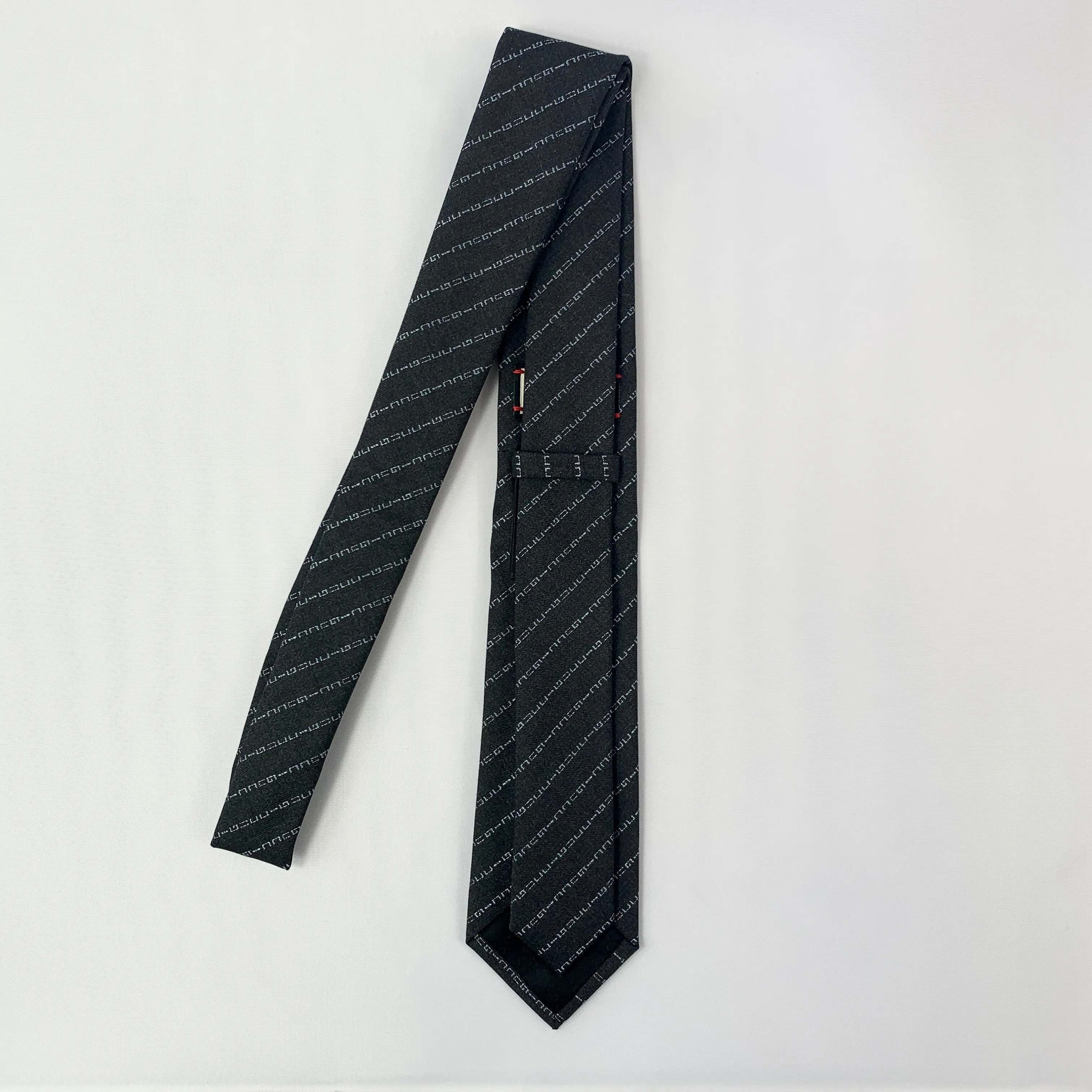 Gucci Wool Barber Tie with Logo in Graphite and Sky Blue