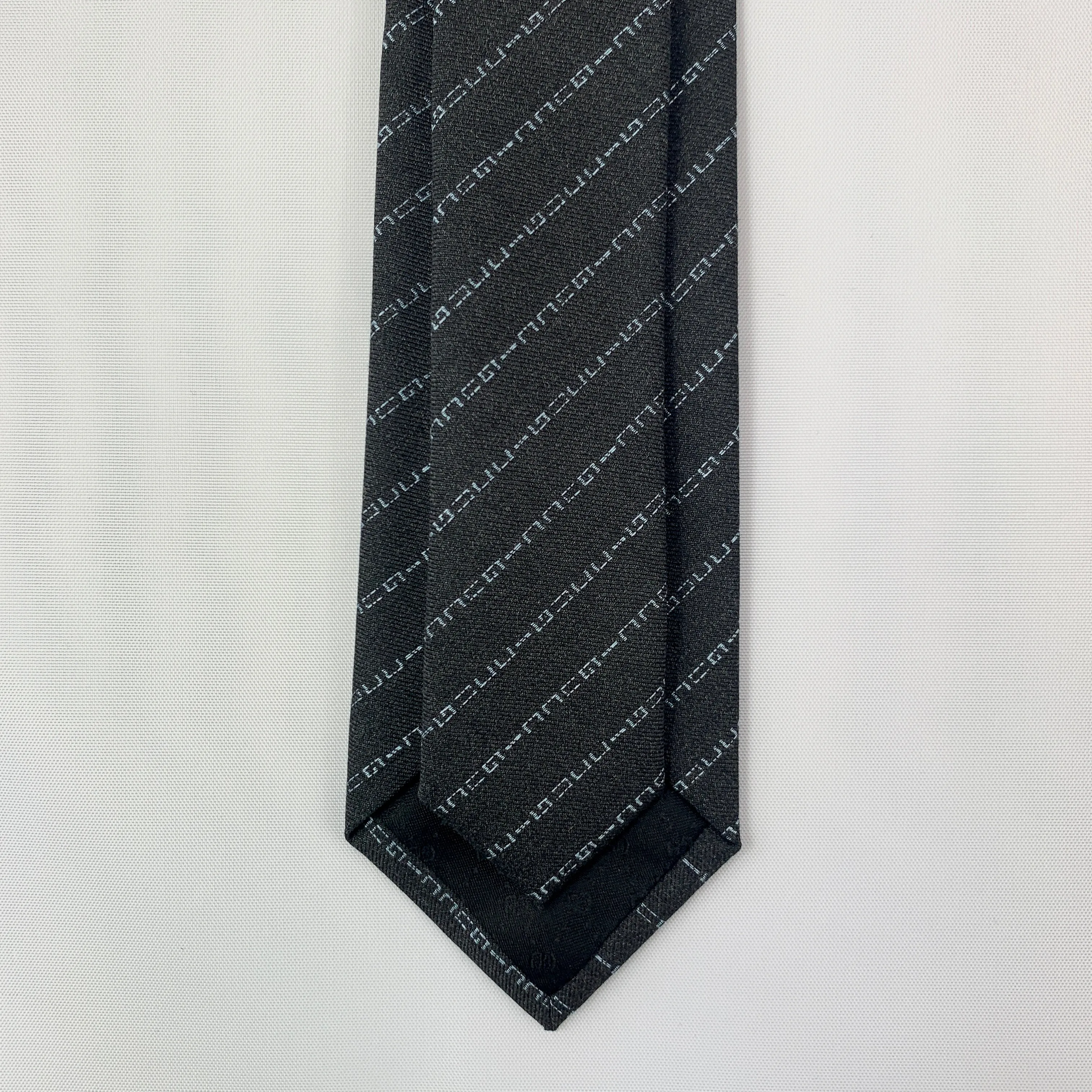Gucci Wool Barber Tie with Logo in Graphite and Sky Blue