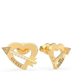 Guess Across My Heart Gold Stud Earrings
