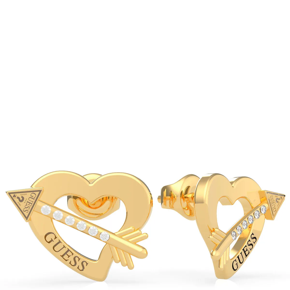 Guess Across My Heart Gold Stud Earrings