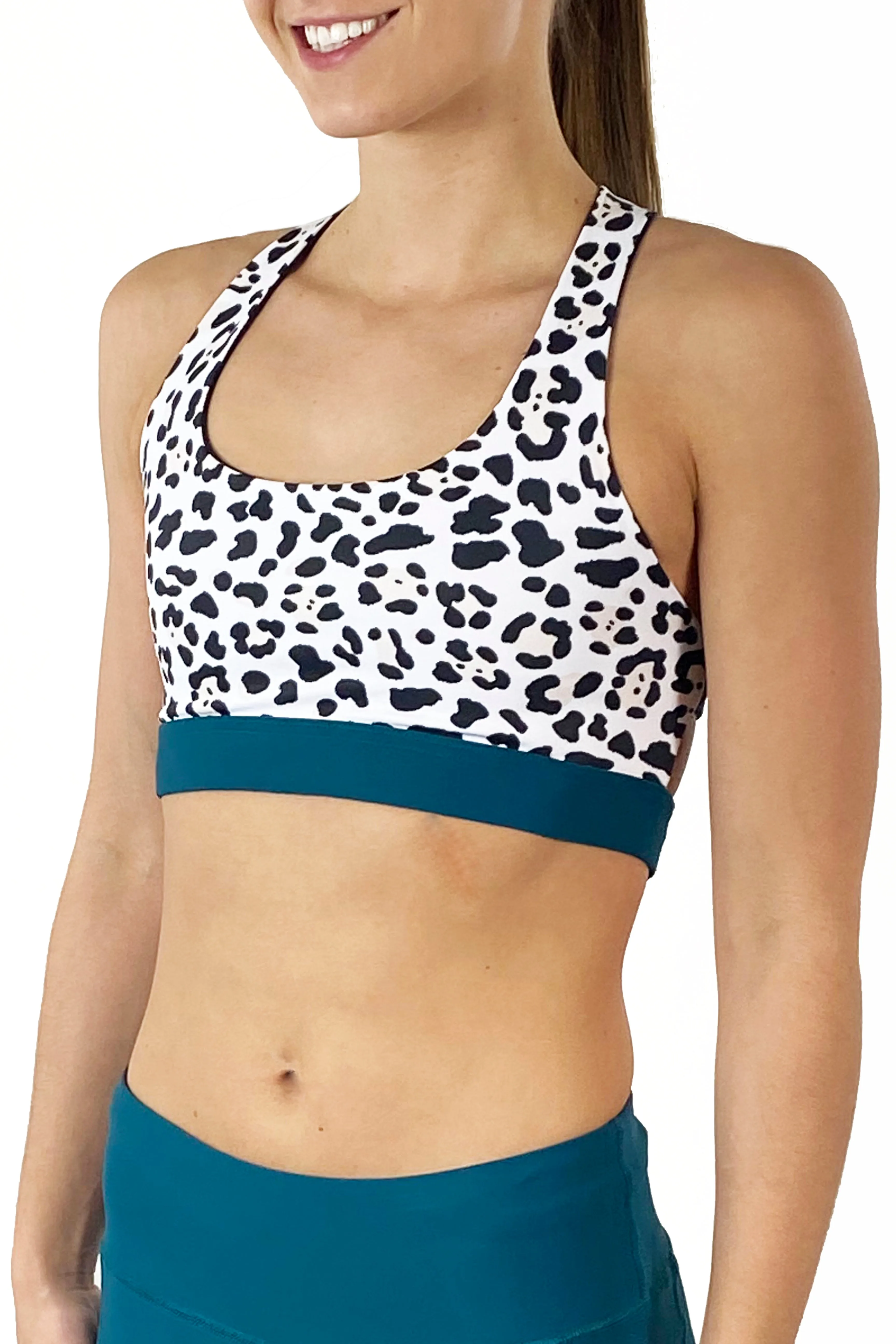HC - "Snow Leopard" Criss Cross Bra/ Emerald Green - FINAL SALE