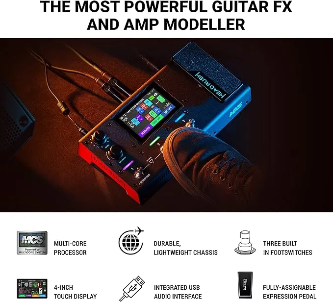 HeadRush MX5 - Electric Guitar Multi Effects Pedal and Amp Modeling Processor with Touch Screen, Expression Pedal, Looper, and Audio Interface