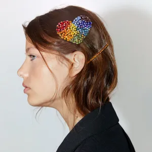 Heart Shape Colorful Rice Beads Hair Clip