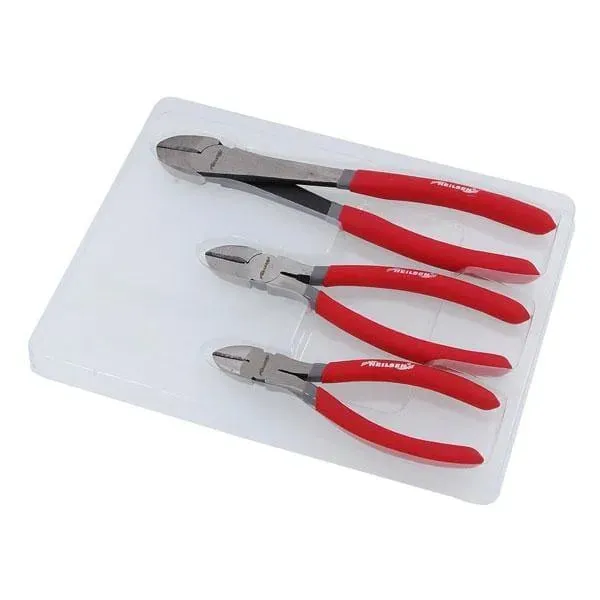 Heavy Duty Wire Side Cutter Pliers Set 3Pc Polished 6 8 10" - Diagonal