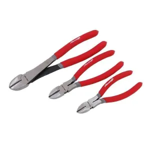Heavy Duty Wire Side Cutter Pliers Set 3Pc Polished 6 8 10" - Diagonal