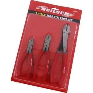 Heavy Duty Wire Side Cutter Pliers Set 3Pc Polished 6 8 10" - Diagonal