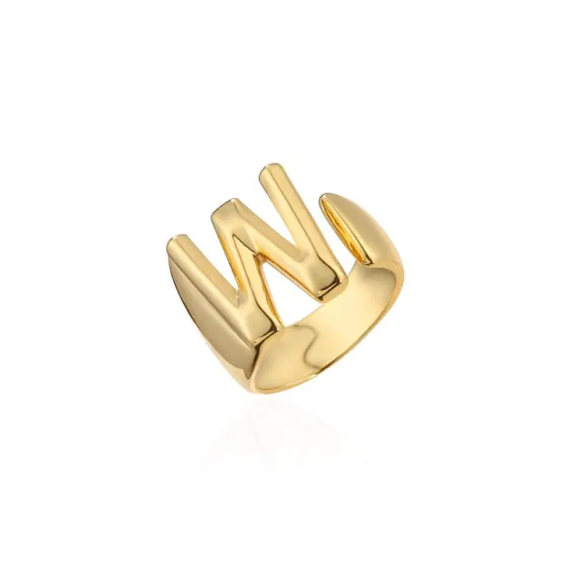 Helena Hollow Alphabet Ring