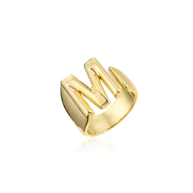 Helena Hollow Alphabet Ring