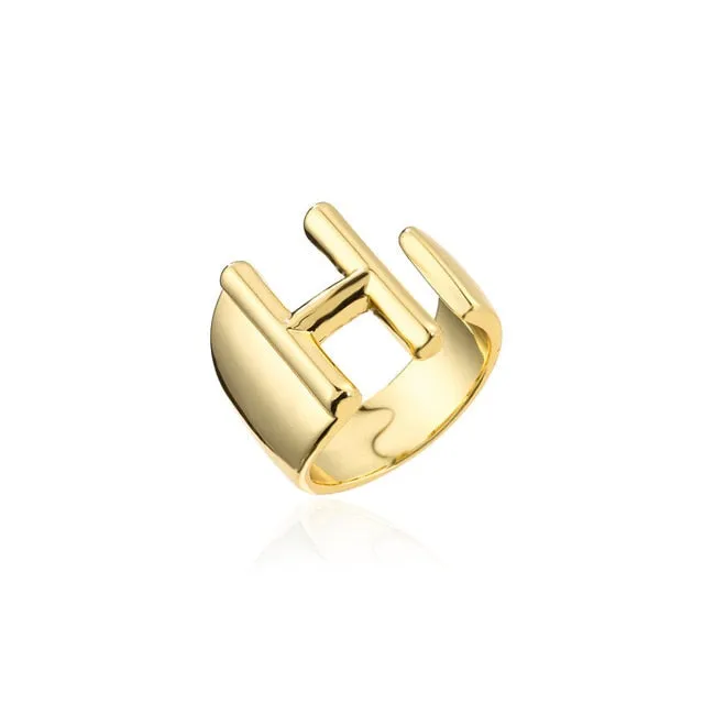 Helena Hollow Alphabet Ring