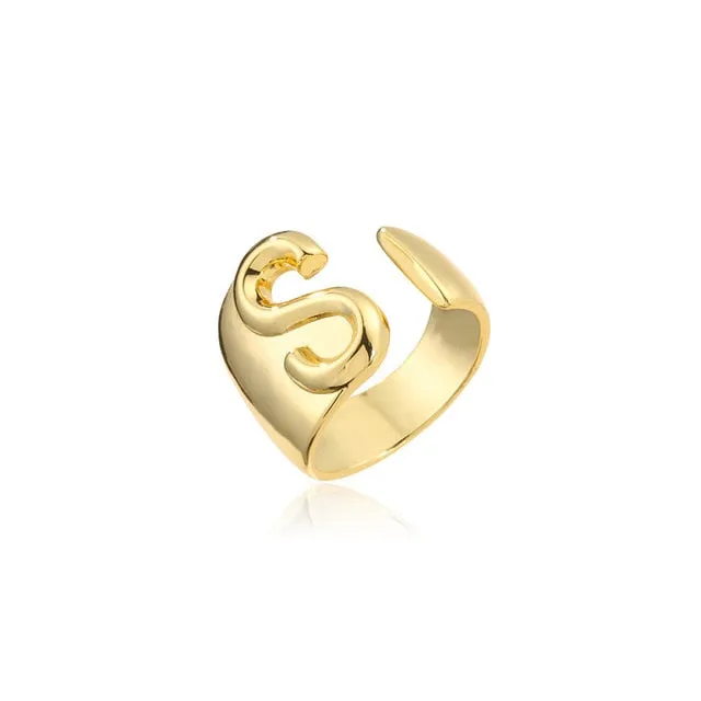 Helena Hollow Alphabet Ring