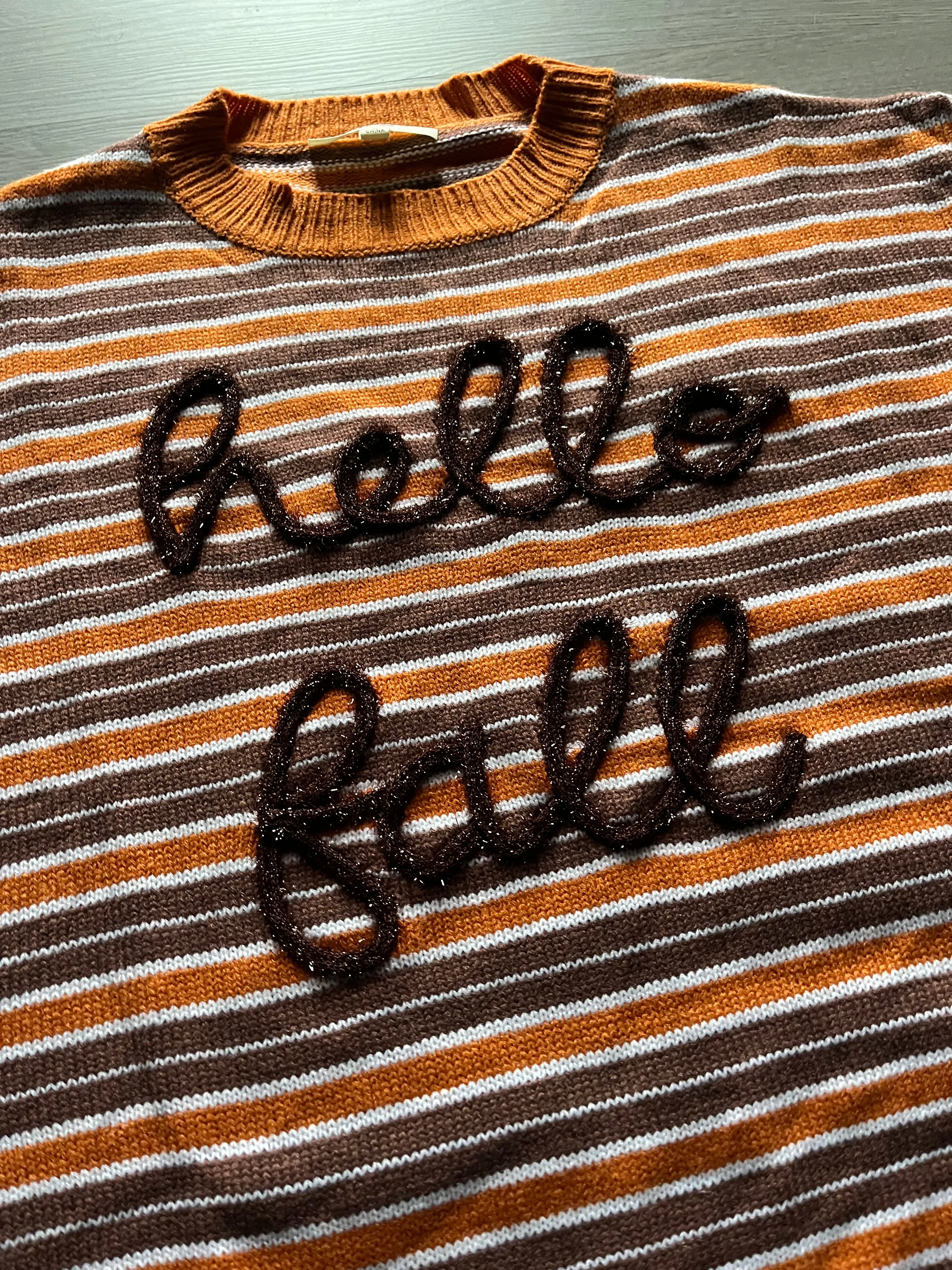 Hello Fall Striped Sweater