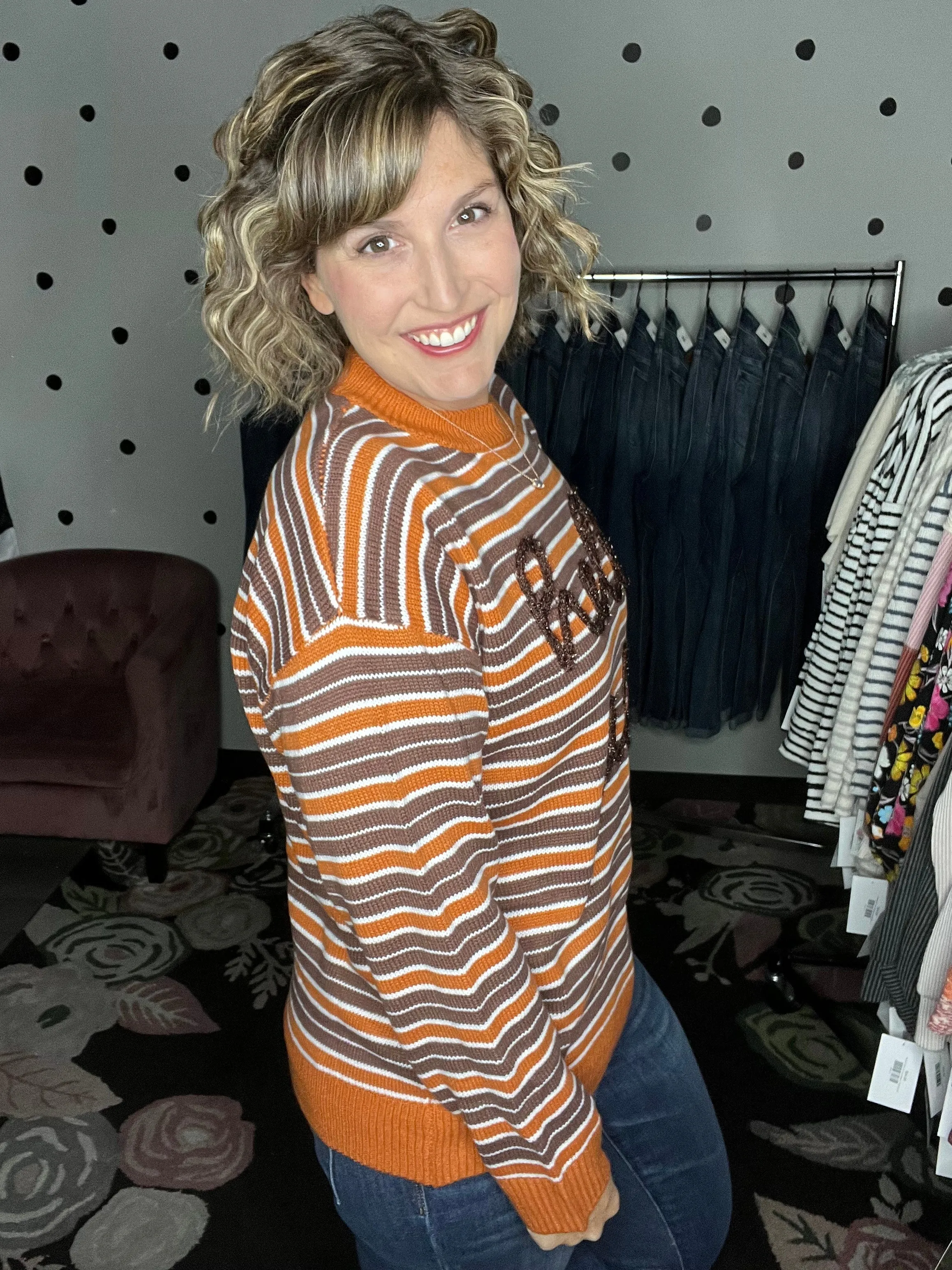 Hello Fall Striped Sweater