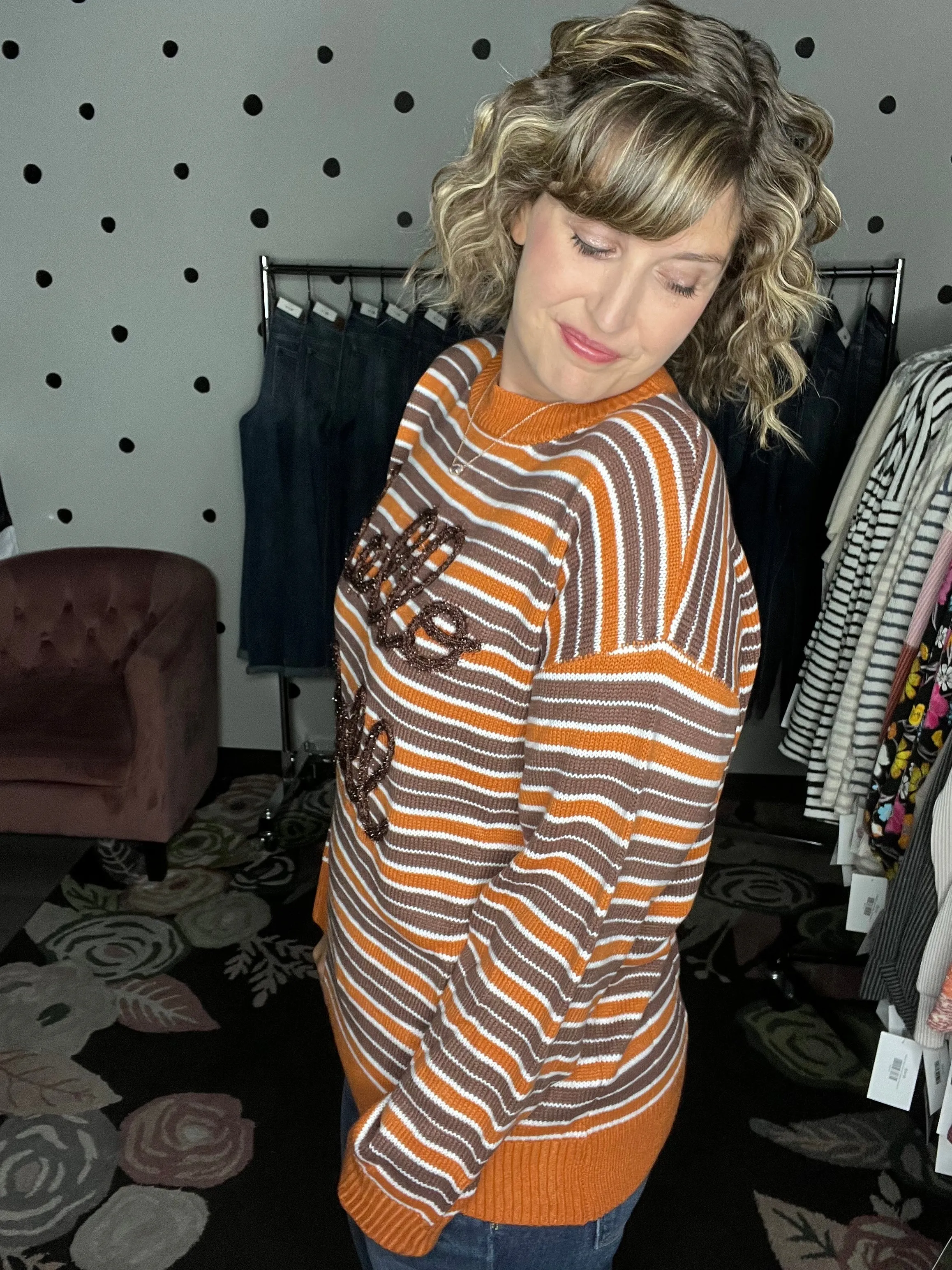 Hello Fall Striped Sweater