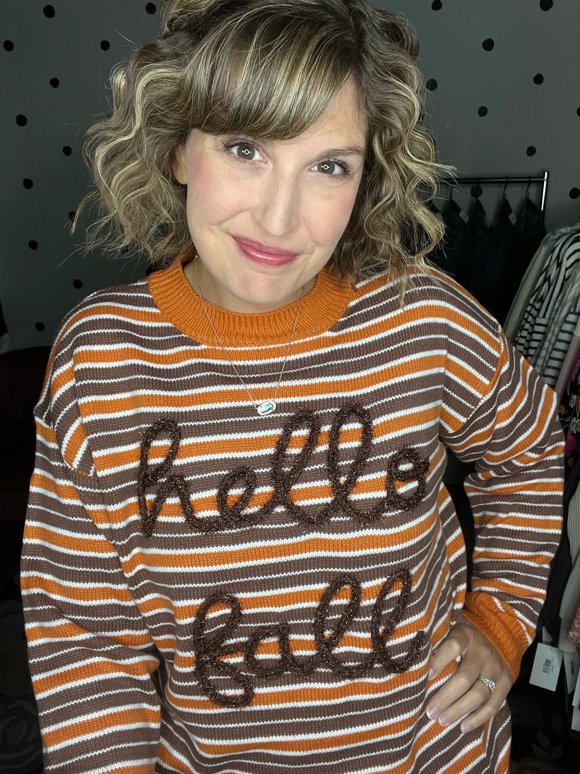 Hello Fall Striped Sweater