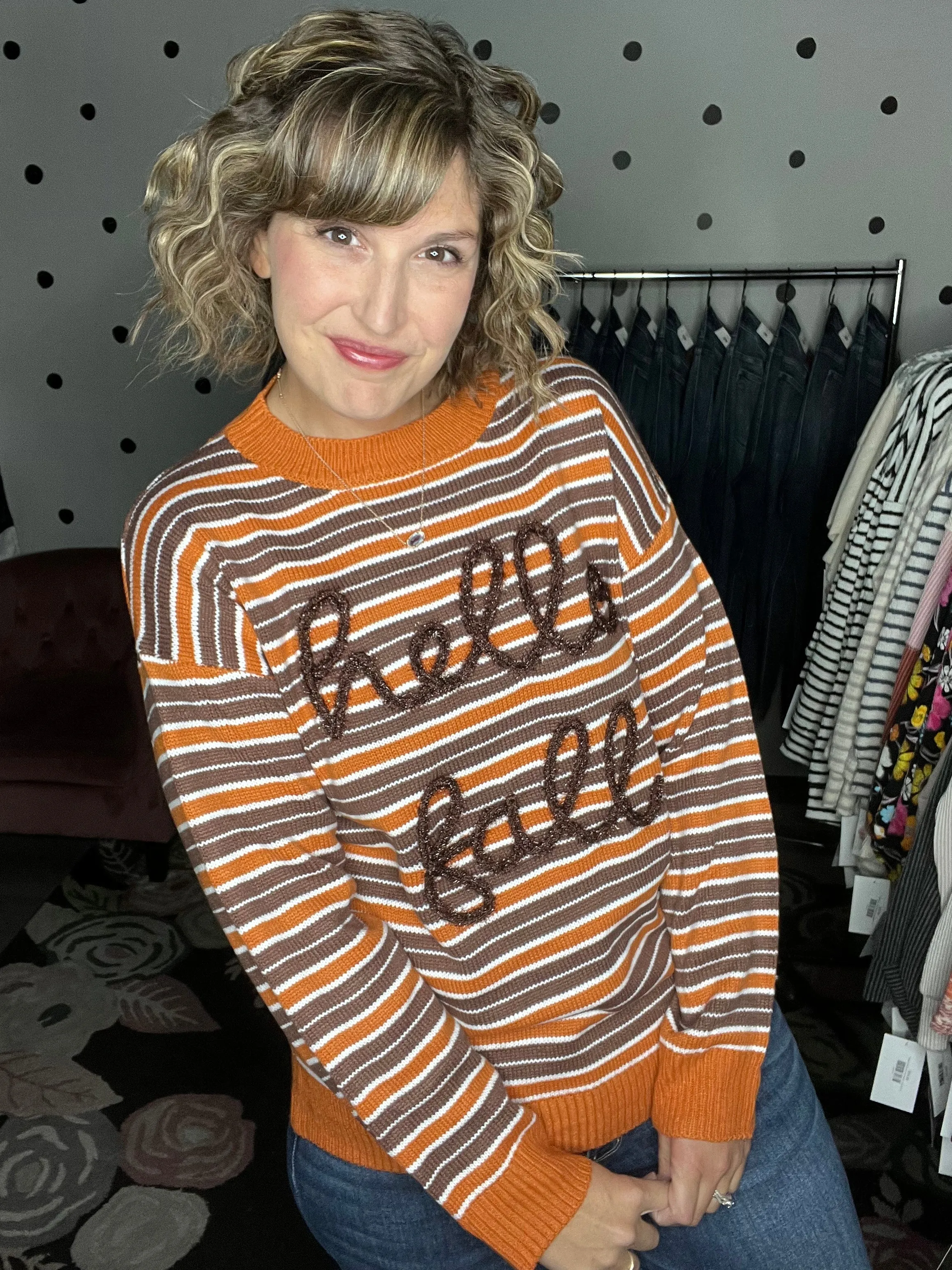 Hello Fall Striped Sweater