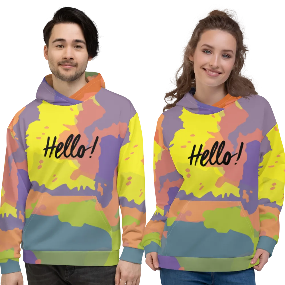 Hello! (Friendly) Colorful Unisex Hoodie