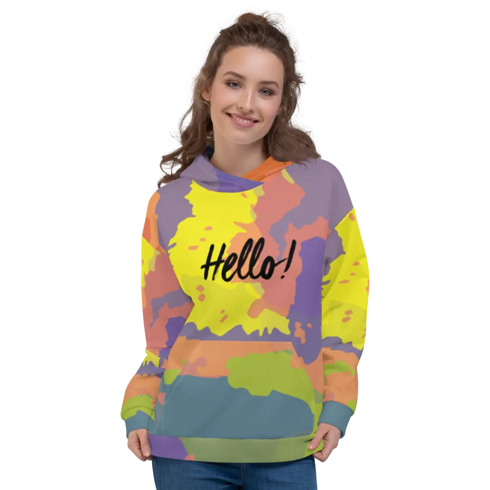 Hello! (Friendly) Colorful Unisex Hoodie