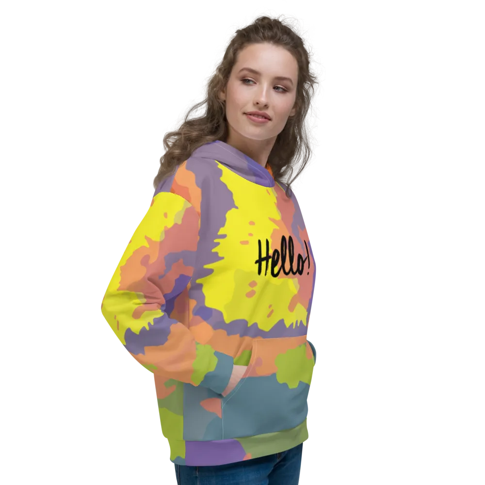 Hello! (Friendly) Colorful Unisex Hoodie