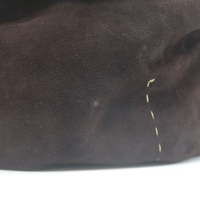 Henry Beguelin Snakeskin-Strap Hobo Dark Brown Suede Small Shoulder Bag