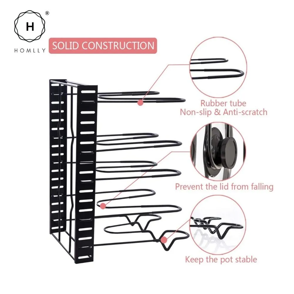 Homlly 8 Tiers Pots and Pans Kitchen Storage Organizer Rack with 3 DIY Methods