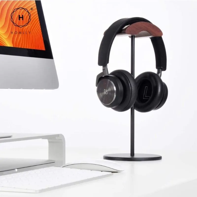 Homlly Arch Walnut Wood Headphone Display Stand