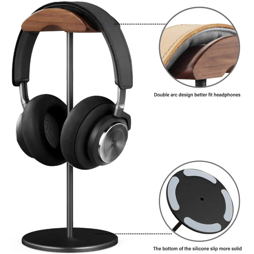 Homlly Arch Walnut Wood Headphone Display Stand