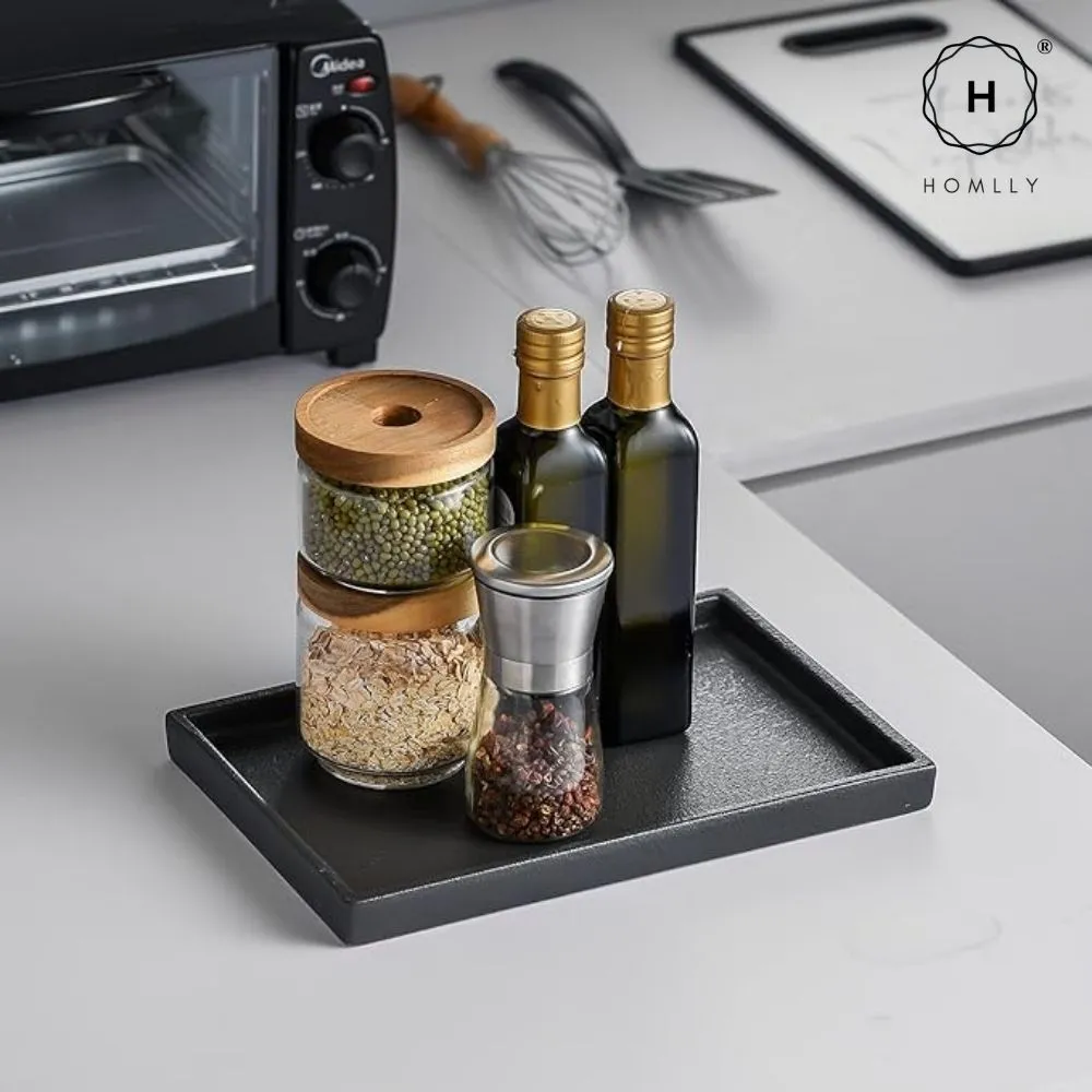 Homlly Black Ceramic Organizer Display Serving Tray