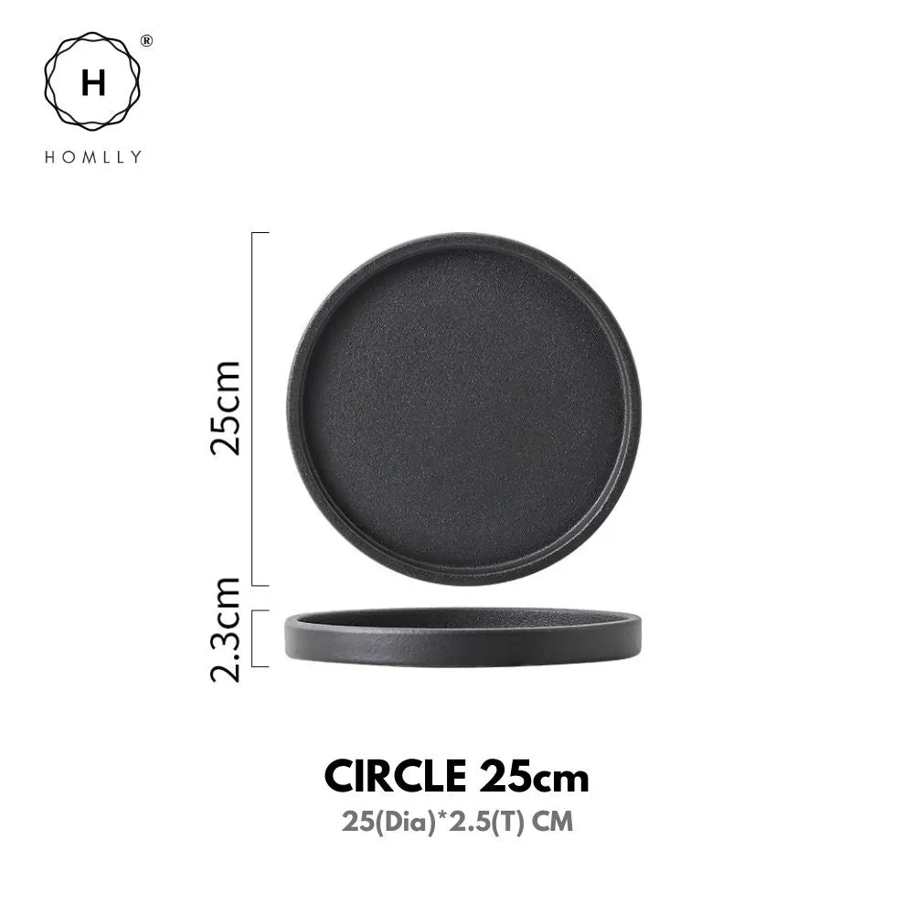 Homlly Black Ceramic Organizer Display Serving Tray