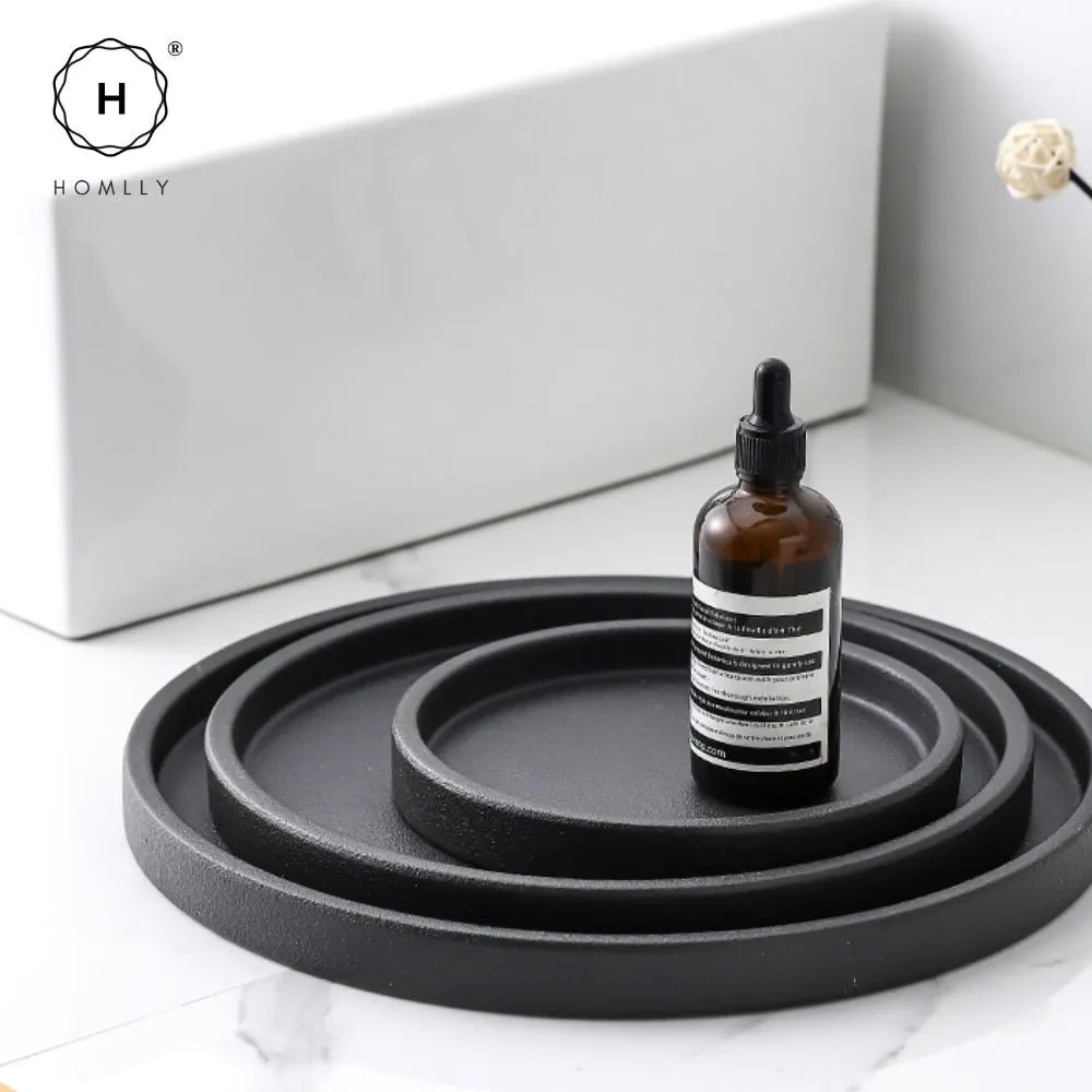 Homlly Black Ceramic Organizer Display Serving Tray