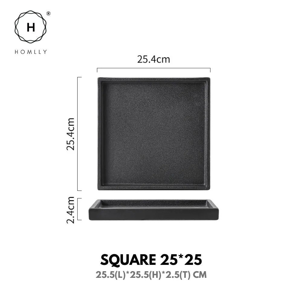 Homlly Black Ceramic Organizer Display Serving Tray