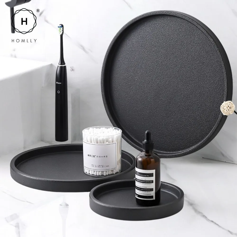 Homlly Black Ceramic Organizer Display Serving Tray
