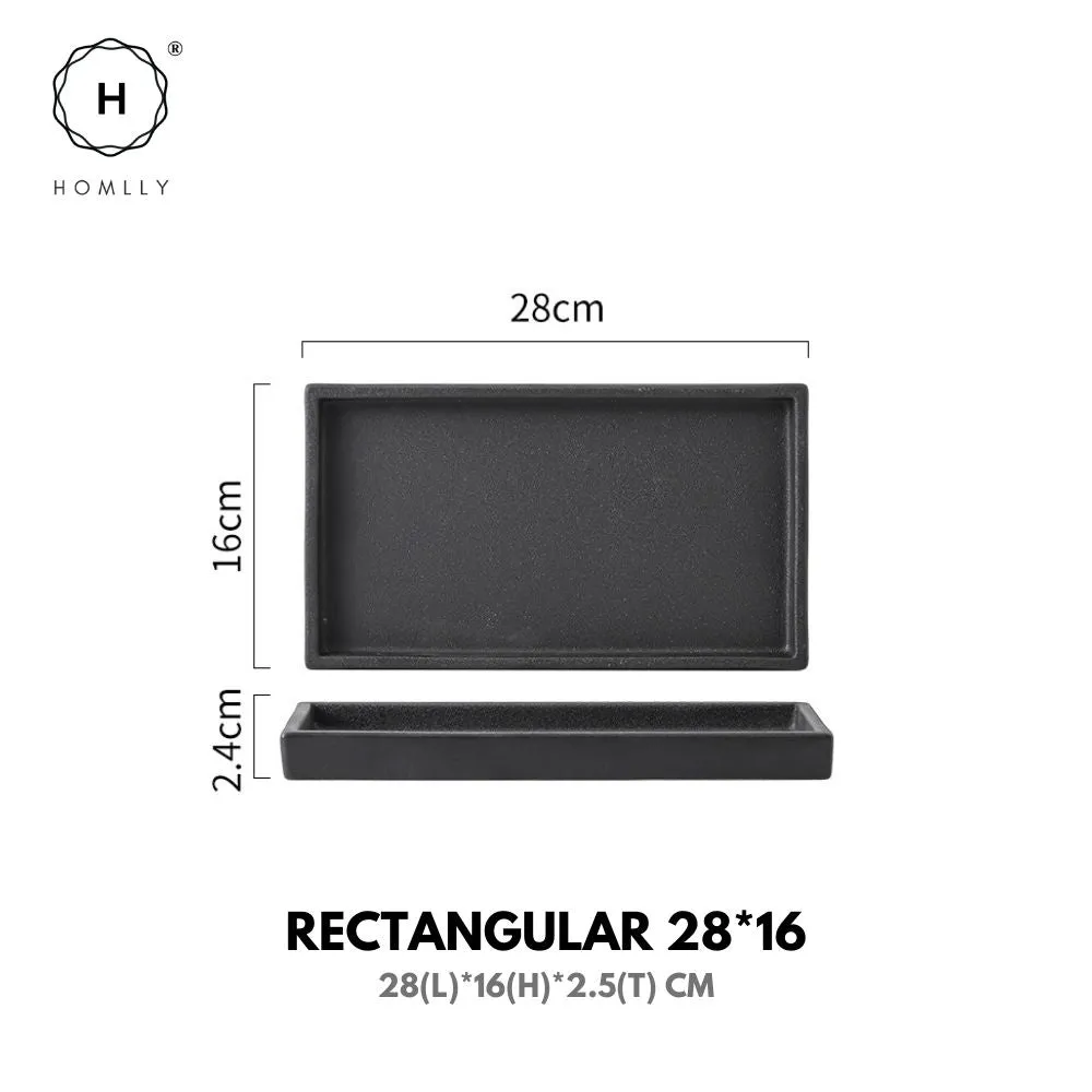 Homlly Black Ceramic Organizer Display Serving Tray