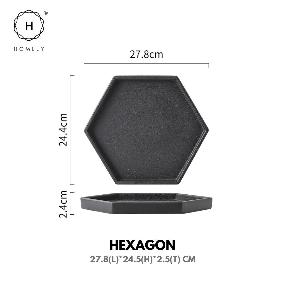 Homlly Black Ceramic Organizer Display Serving Tray