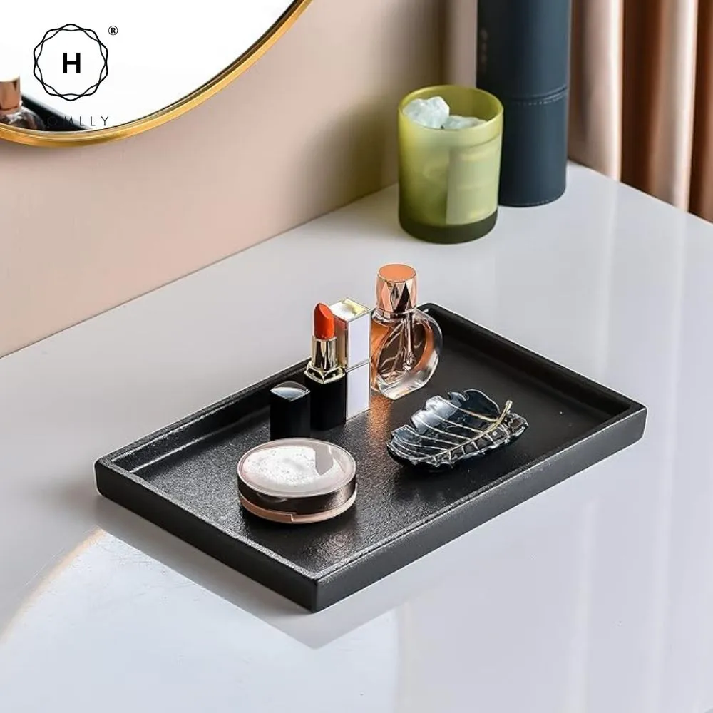 Homlly Black Ceramic Organizer Display Serving Tray