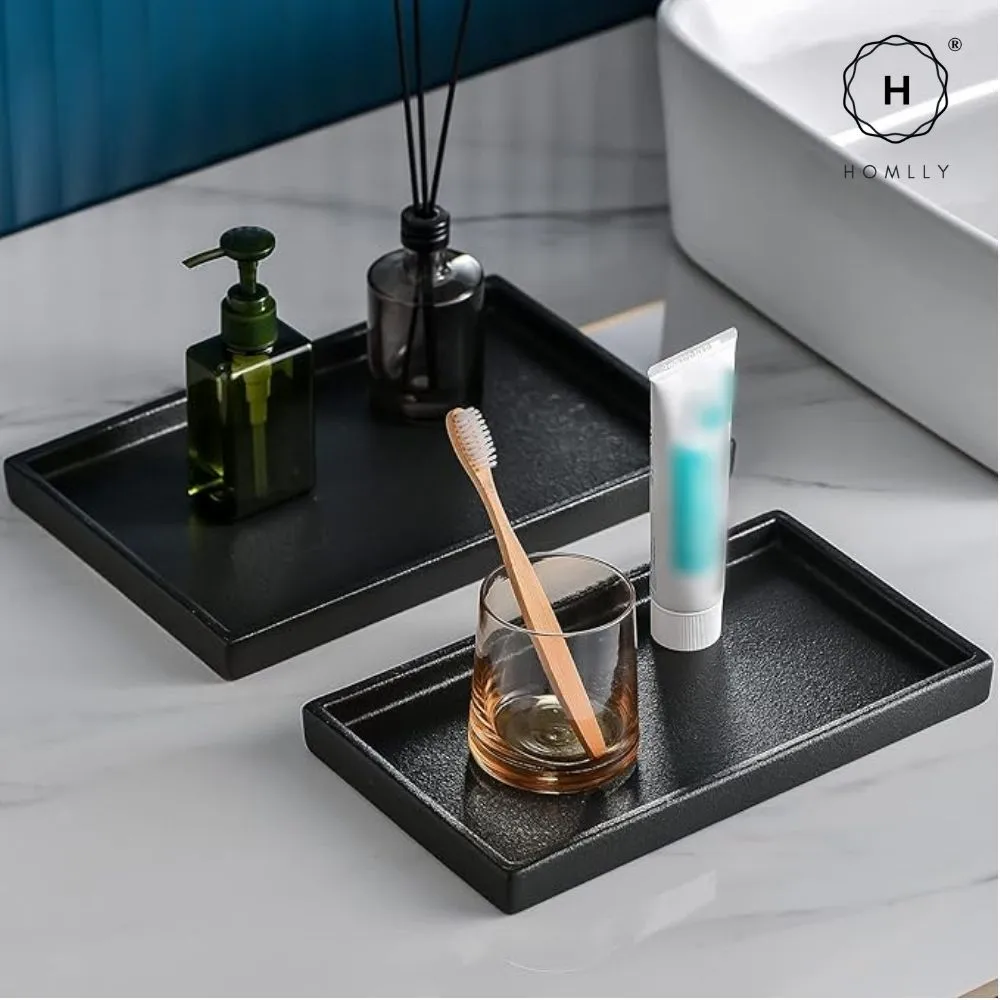 Homlly Black Ceramic Organizer Display Serving Tray