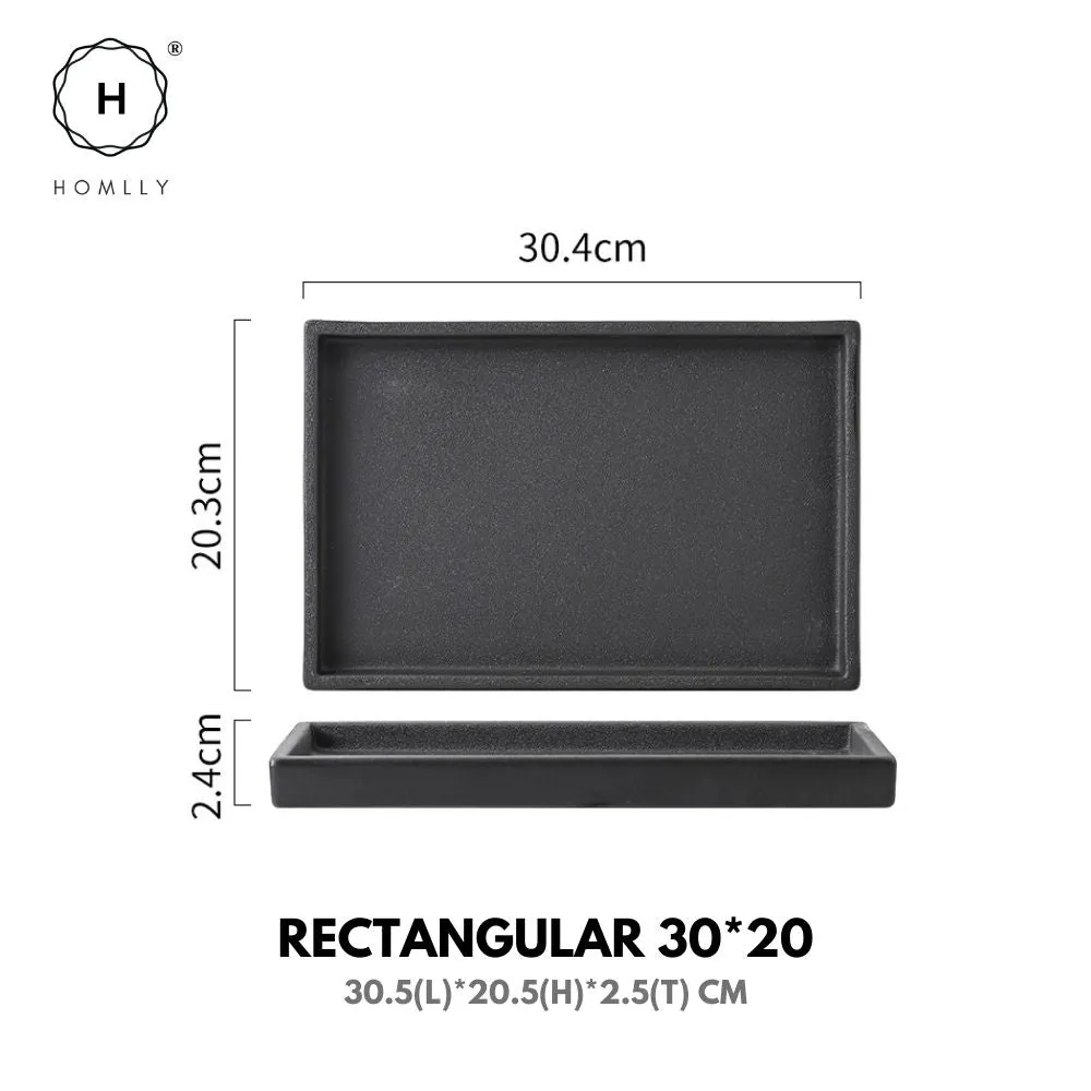 Homlly Black Ceramic Organizer Display Serving Tray