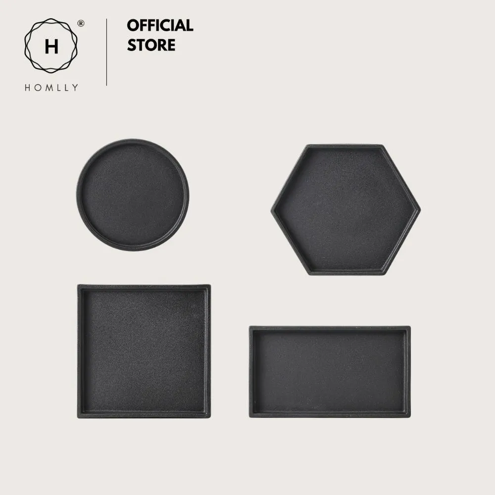 Homlly Black Ceramic Organizer Display Serving Tray