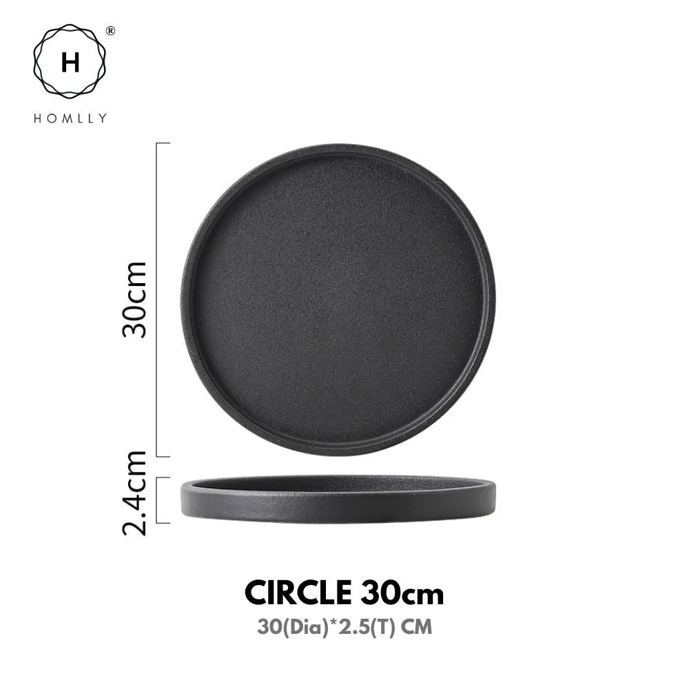 Homlly Black Ceramic Organizer Display Serving Tray