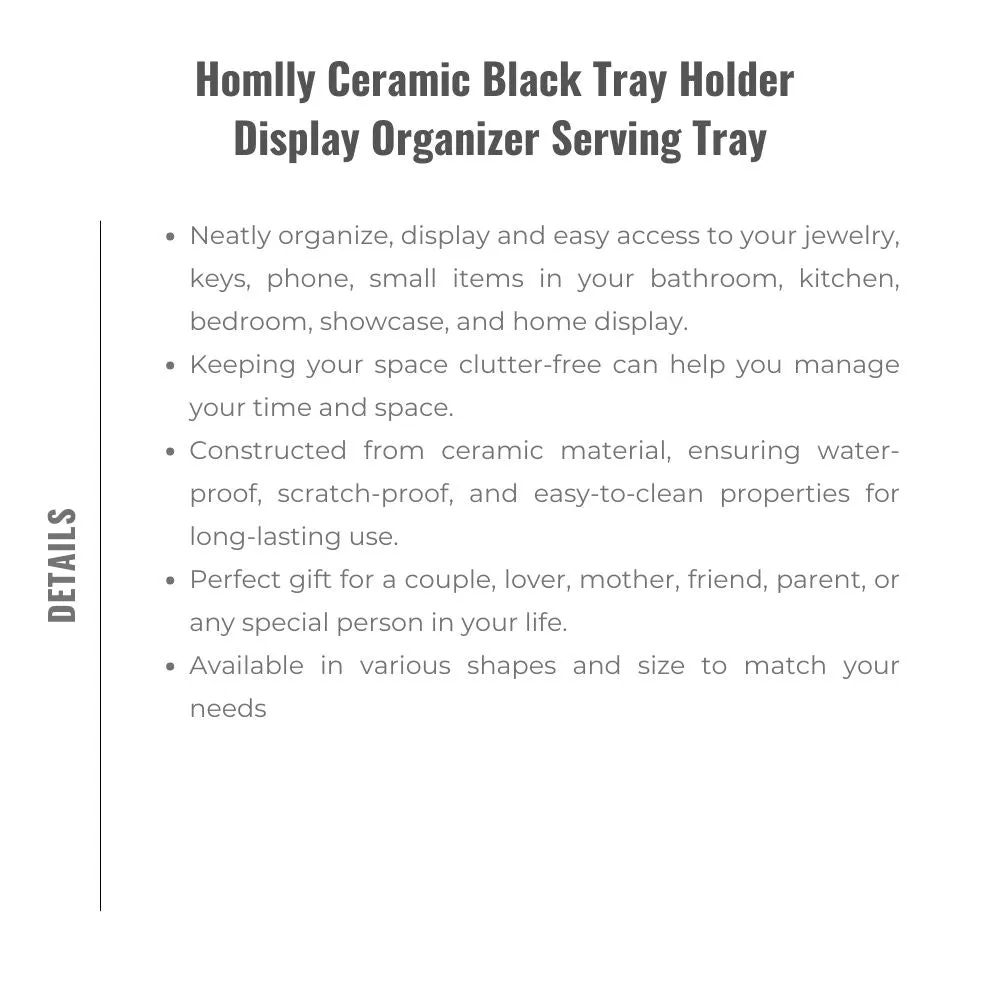 Homlly Black Ceramic Organizer Display Serving Tray