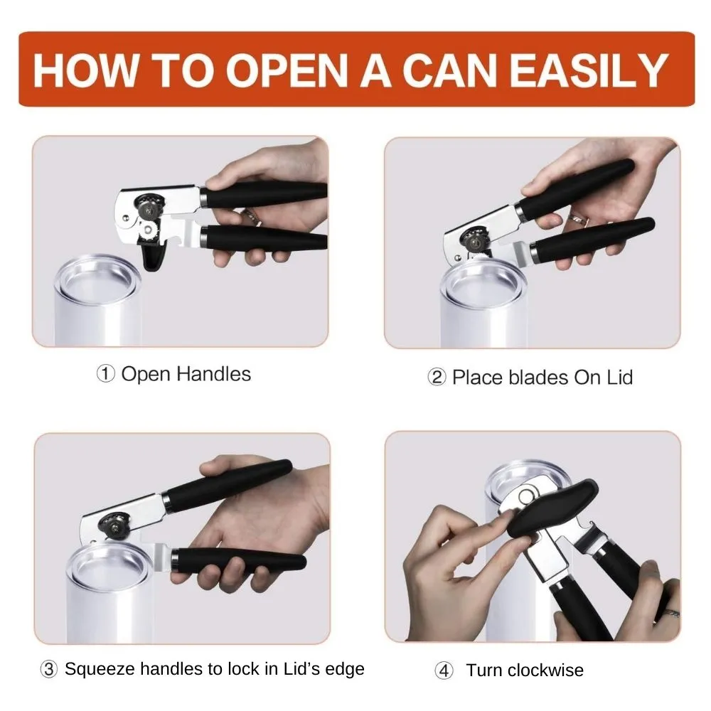 Homlly Multi functional Handheld Strong Heavy Duty Can Opener w Large Turn Knob