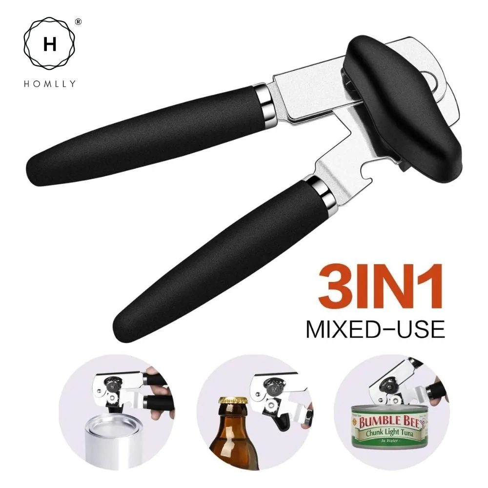 Homlly Multi functional Handheld Strong Heavy Duty Can Opener w Large Turn Knob