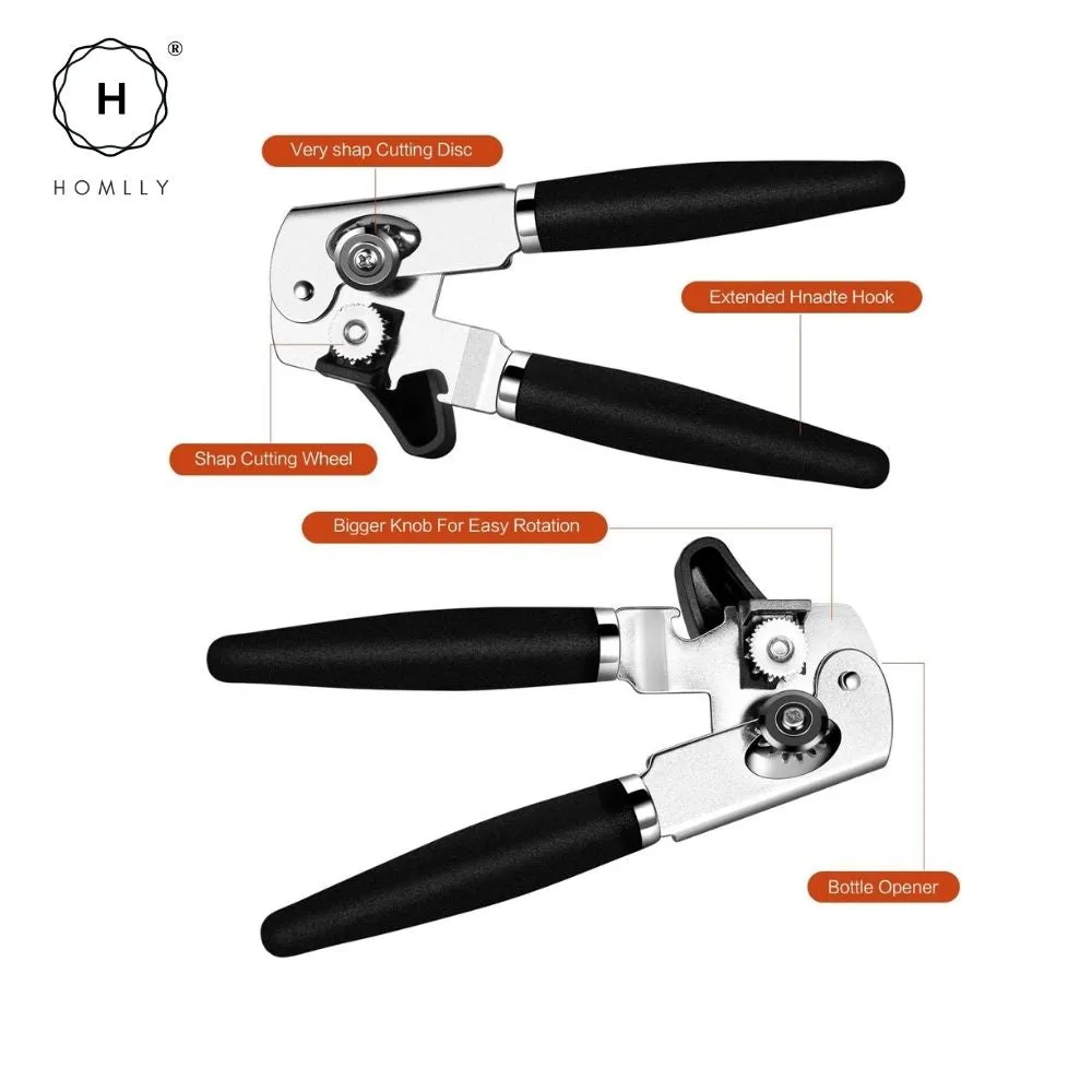 Homlly Multi functional Handheld Strong Heavy Duty Can Opener w Large Turn Knob
