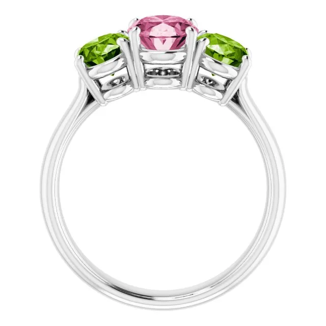 Imitation Pink Tourmaline & Imitation Peridot Ring