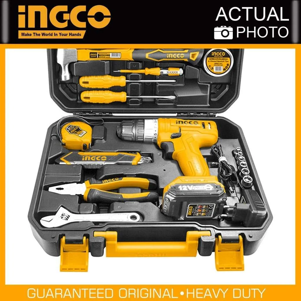 Ingco 127 Pieces Tools Set with 12V Li-ion Cordless Drill - HKTHP11271
