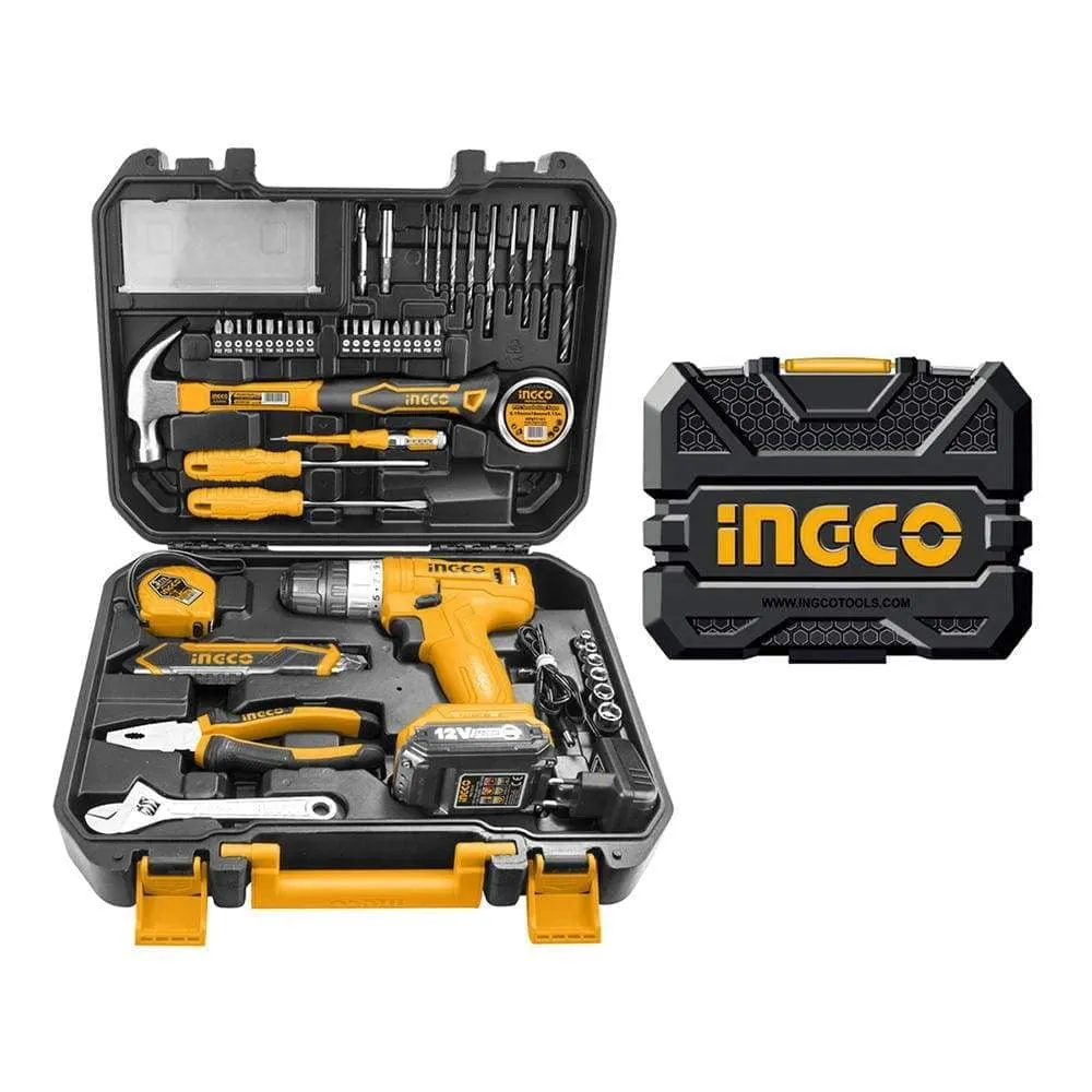 Ingco 127 Pieces Tools Set with 12V Li-ion Cordless Drill - HKTHP11271